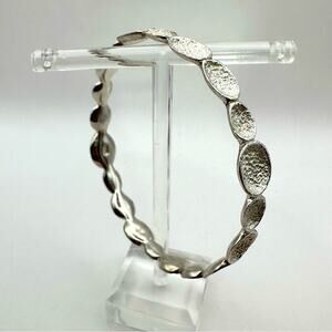 Melinda Maria Silver Bangle Bracelet Textured Oval Crater Casual MM Minimalist